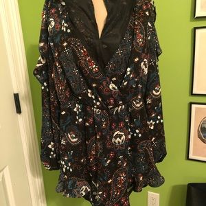 Paisley open shoulder romper